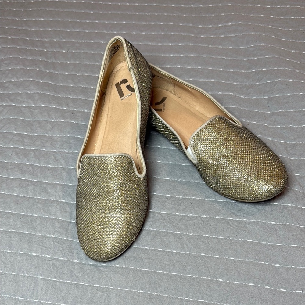 Rothy's Gold Flats with Shimmering Finish